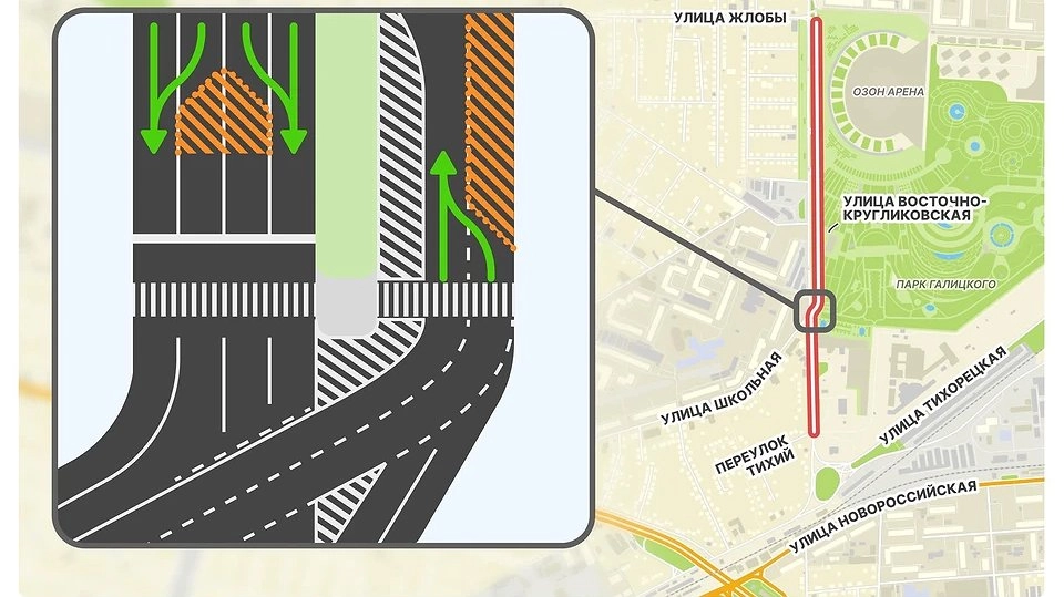 Две полосы на два месяца: в Краснодаре перекроют участок Восточно-Кругликовской