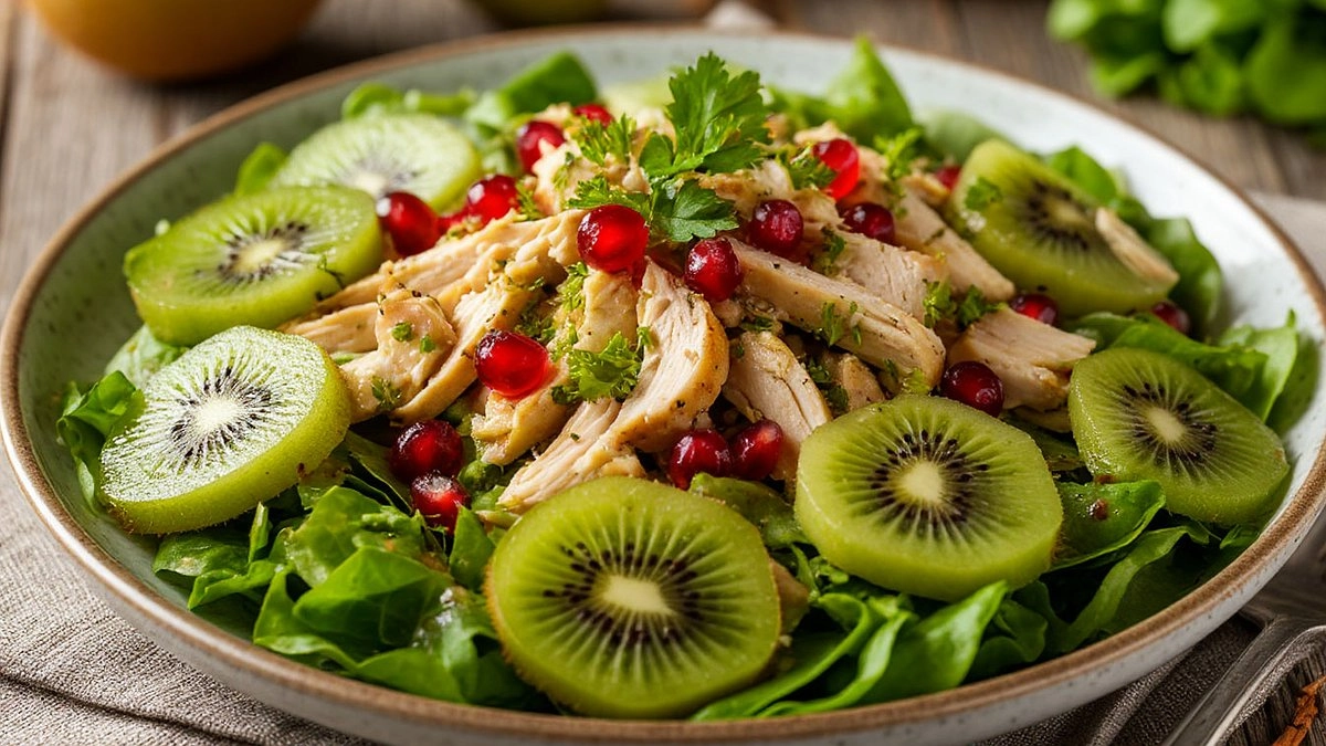 Новогодний салат с курицей и киви: яркий вкус и сочные краски праздника