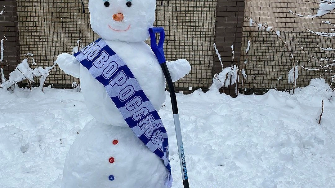 Главная картинка новости: Футбольный фанат, кот и турист в маске: новороссийцы лепят забавных снеговиков