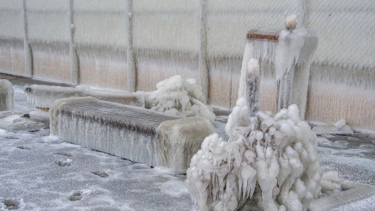 Главная картинка новости: Набережная Новороссийска покрылась льдом: 10 необычных кадров