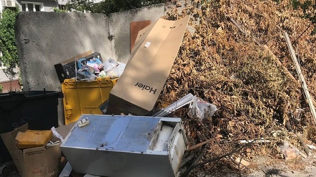 Главная картинка новости: В Новороссийске рядом с контейнерными площадками складируют крупногабаритный мусор и сухие ветки. В такую жару до добра это не доведет
