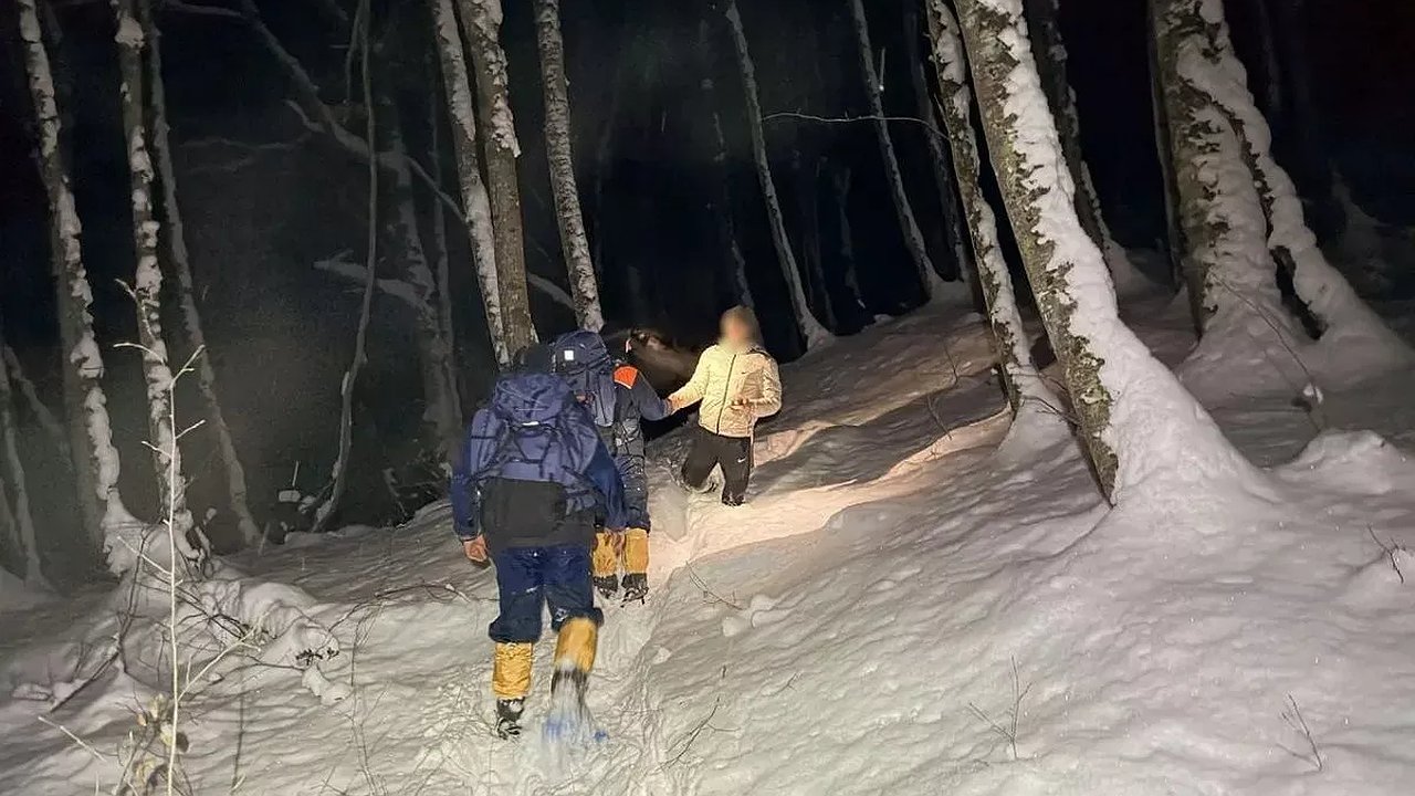 Главная картинка новости: Ночью, в снегу и без связи: как кубанские спасатели вывели из леса трёх замерзающих мужчин