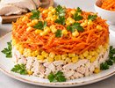 Салат «Козочка» на Новый год — 2027: курица, кукуруза и корейская морковь
