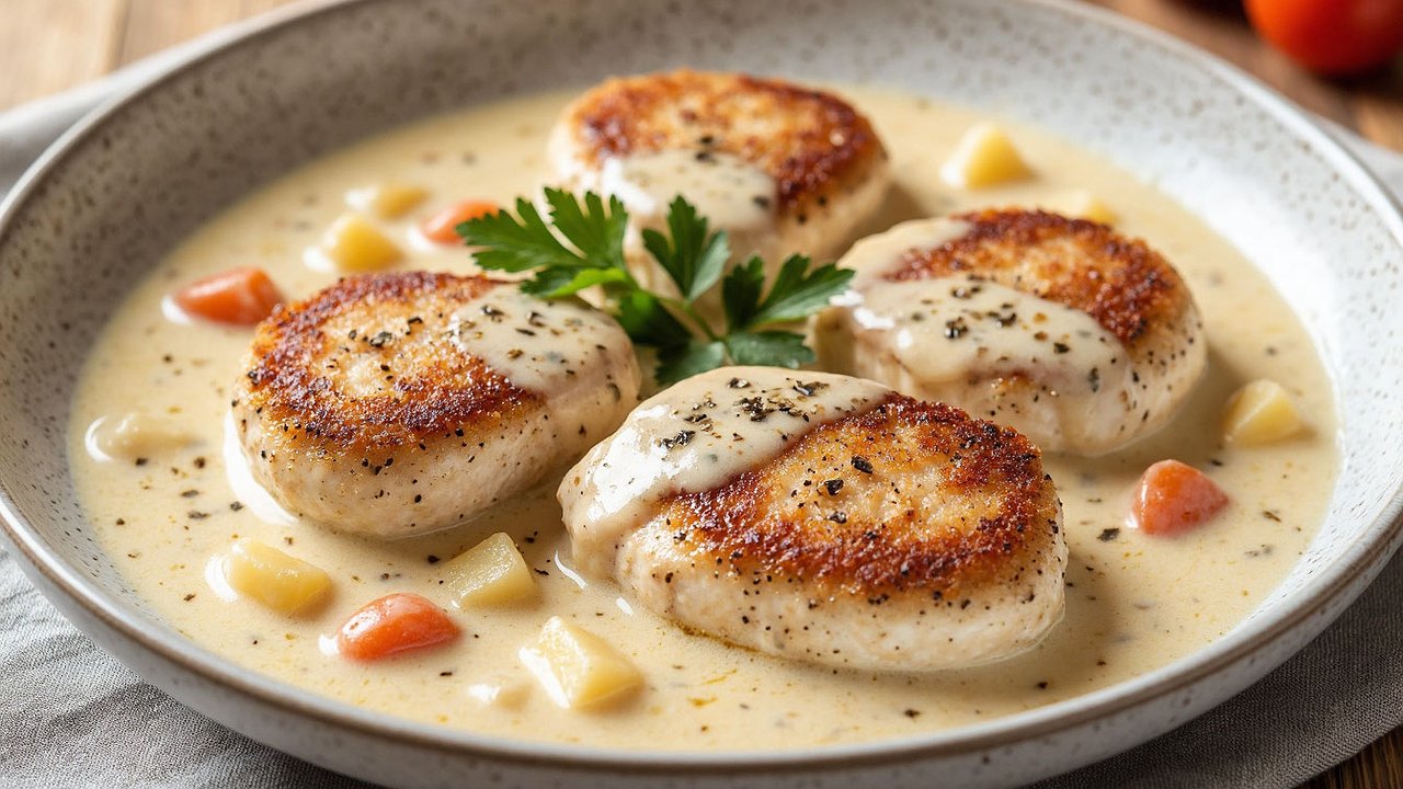 Главная картинка новости: Нежные куриные котлеты в сливочном соусе: пышные, сочные и выходят безупречно
