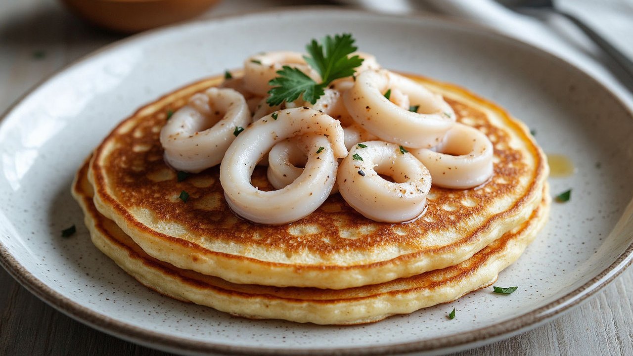 Главная картинка новости: Оладьи с кальмаром на кефире: нежнее, чем с мясом, и совсем не пахнут морем