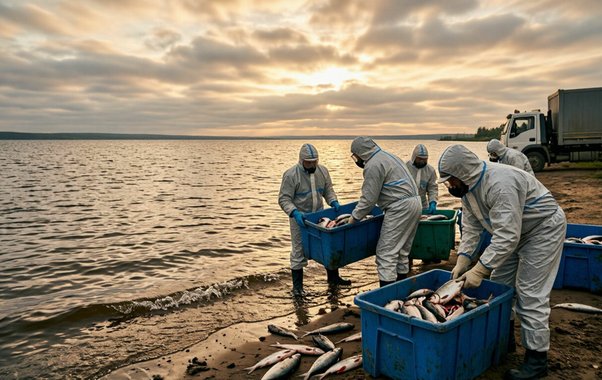 4 тонны мертвой рыбы вывезли с озера Круглое в Тюмени: 3,5 км берега очистили, но причина гибели так и неизвестна